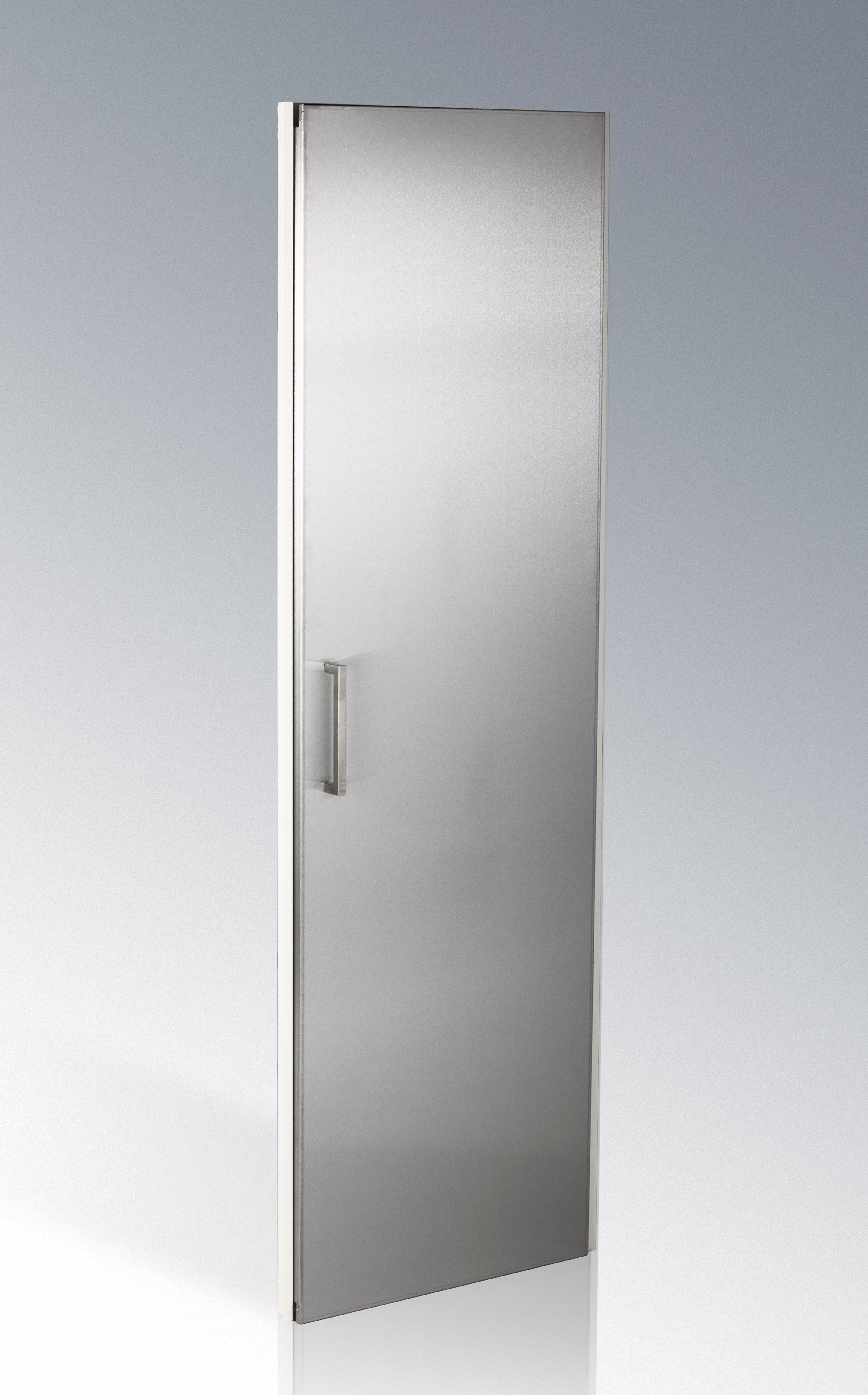 Rustfri stålfront til integrert dør