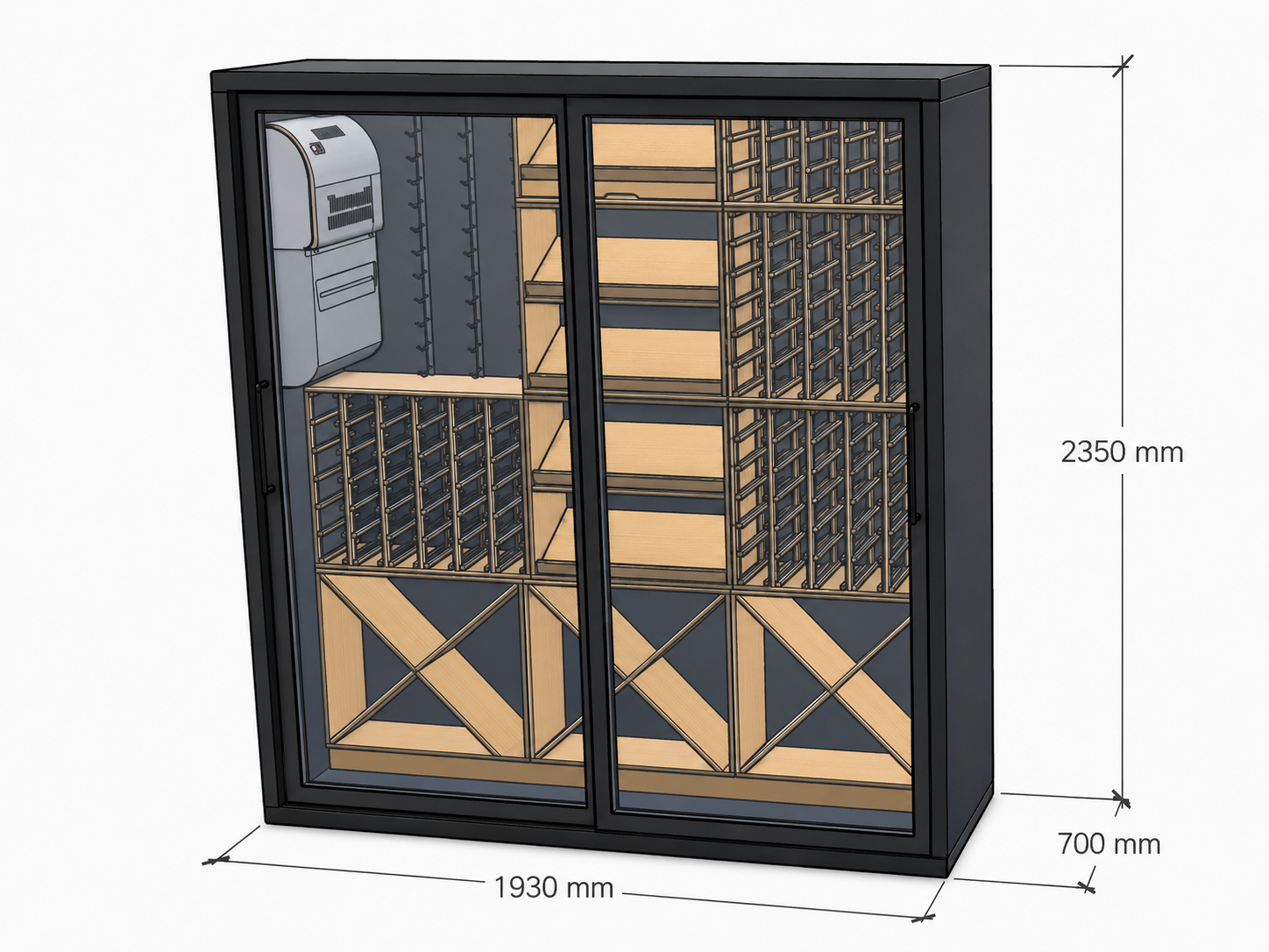 Vinvegg 700 Medium 1930x700x2350