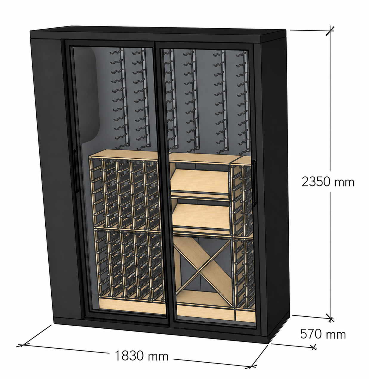Vinvegg 570 Small for integrering 1830x570x2350